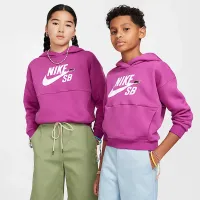 Nike SB Icon Fleece EasyOn Big дитячі оверсайз Pullover Толстовка з капюшоном колір фіолетовий