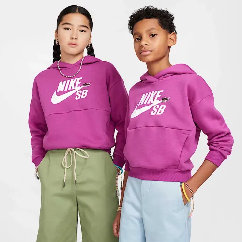 Nike SB Icon Fleece EasyOn Big дитячі оверсайз Pullover Толстовка з капюшоном колір фіолетовий