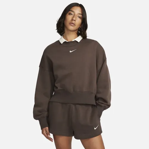 Nike Sportswear Phoenix Fleece жіноча Over-оверсайз Crew-Neck світшот колір коричневий