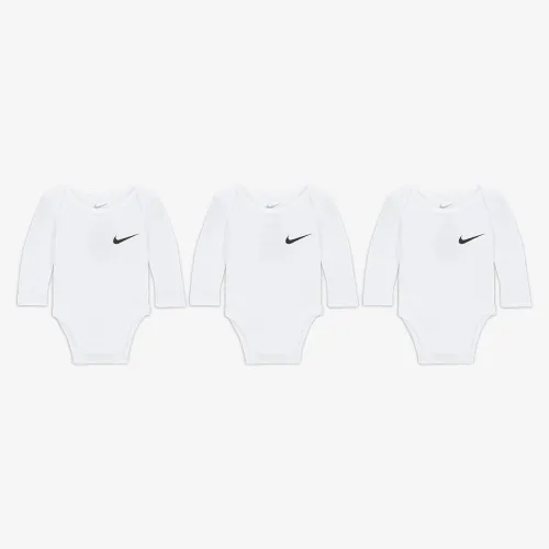 Nike Essentials Baby (0-9M) 3 пари Long Sleeve Bodysuits колір білий