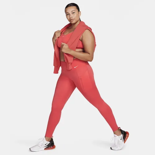 Nike Go жіноча Firm-Support Mid-Rise Full-Length лосіни з кишенямиколір червоний