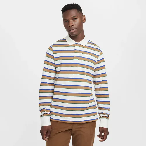 Nike Club чоловічі Long-Sleeve Striped Polo колір білий