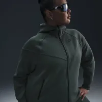 Nike Sportswear Tech Fleece Windrunner женская Full-Zip Толстовка с капюшоном (большие размеры) цвет зеленый