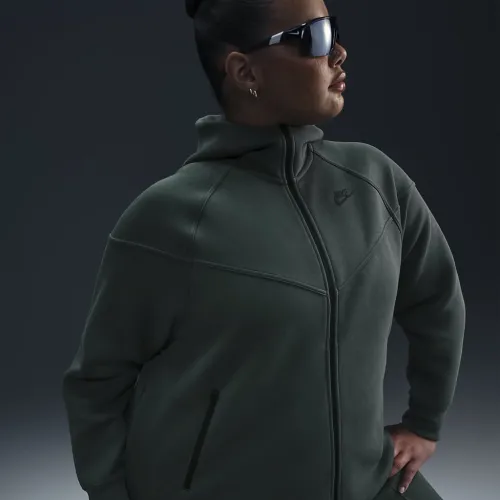 Nike Sportswear Tech Fleece Windrunner женская Full-Zip Толстовка с капюшоном (большие размеры) цвет зеленый