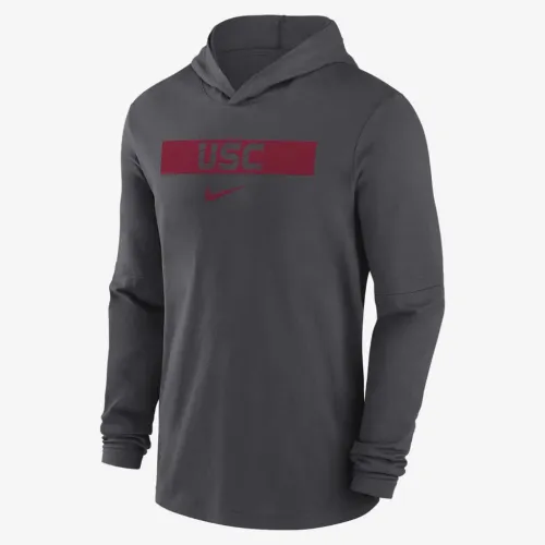 USC Trojans Sideline чоловічі Nike Dri-FIT College Long-Sleeve Hooded Top колір сірий