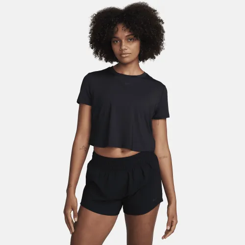 Nike One Classic жіноча Dri-FIT Short-Sleeve Cropped Top колір чорний