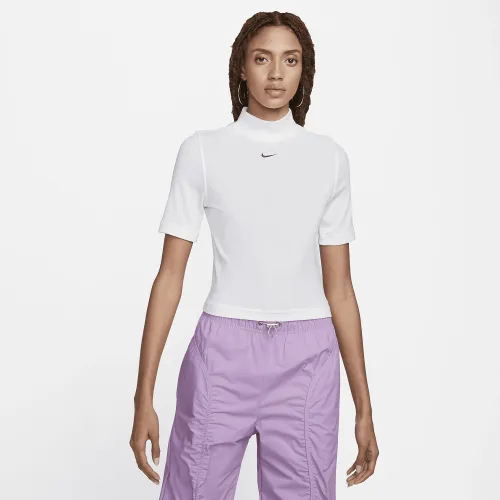 Nike Sportswear Essentials женская Ribbed Mock-Neck Short-Sleeve Top цвет белый