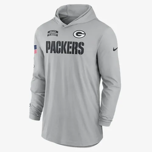 цвет зеленый Bay Packers Salute to Service Edge Mascot Lockup Men’s Nike Dri-FIT NFL Long-Sleeve Hooded Top цвет серый
