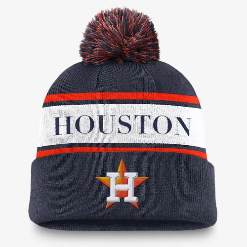 Houston Astros Team Stripe Peak чоловічі Nike MLB Cuffed Pom Beanie блакитний