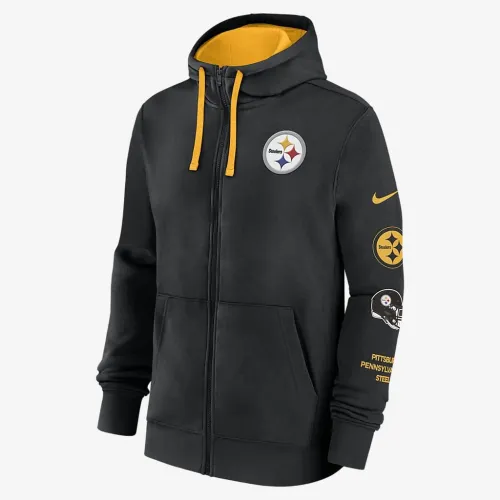 Pittsburgh Steelers Club чоловічі Nike NFL Full-Zip Толстовка з капюшоном колір чорний