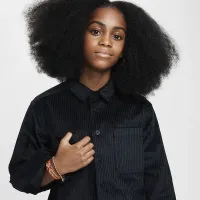 Nike SB Big дитячі Button-Down Layering Top колір чорний