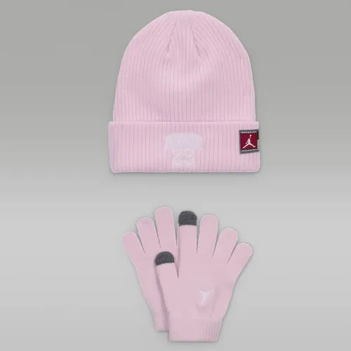 Nike Jordan Big детские 2-Piece 23 Jersey Beanie набор Pink