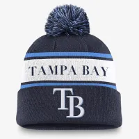 Tampa Bay Rays Team Stripe Peak чоловічі Nike MLB Cuffed Pom Beanie блакитний