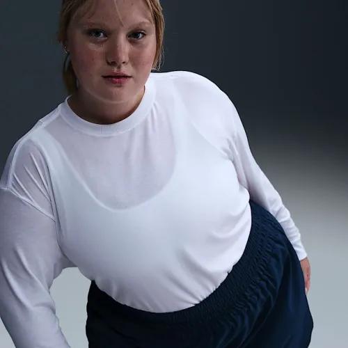 Nike One Relaxed женская Dri-FIT Long-Sleeve Top (большие размеры) цвет белый