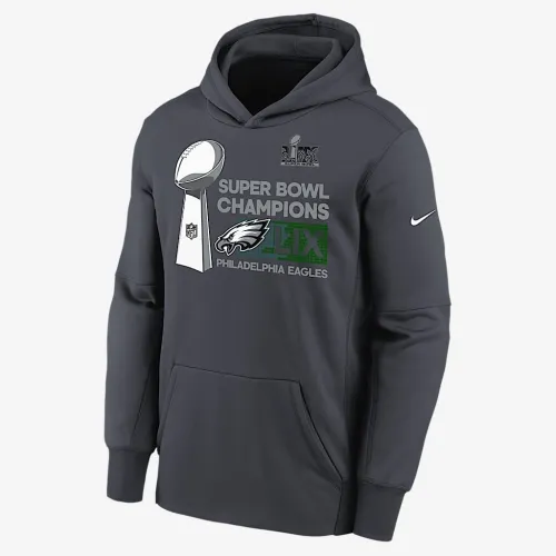 Philadelphia Eagles Super Bowl LIX Champions Trophy Collection Big дитячі Nike NFL Pullover Толстовка з капюшоном колір сірий