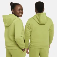 Nike Sportswear Club Fleece Big детские Pullover Толстовка с капюшоном (Extended Size) цвет зеленый