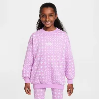 Nike Sportswear Club Fleece Big детские (Girls') оверсайз Crew-Neck свитшот цвет фиолетовый