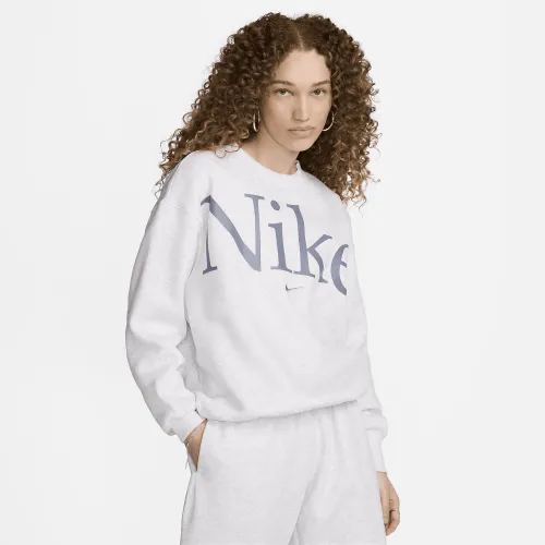 Nike Sportswear Phoenix Fleece женская оверсайз Crew-Neck Logo свитшот цвет коричневый