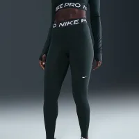 Nike Pro женская Mid-Rise Mesh-Paneled лосины цвет зеленый