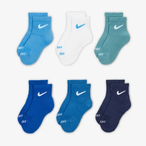 Nike Dri-FIT Performance Basics Little дитячі Quarter шкарпетки (6 пар) блакитний