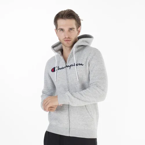 Кофта/футболка Champion Embroideколір червоний Full Zip Fleece Толстовка з капюшоном 219205-EM021 - Сіра