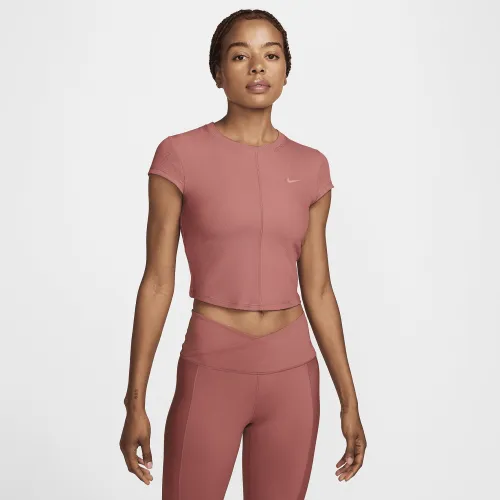 Nike One Fitted Rib жіноча Dri-FIT Short-Sleeve Cropped Top Pink