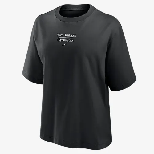 Nike женская Gymnastics Short-Sleeve Boxy футболка цвет черный