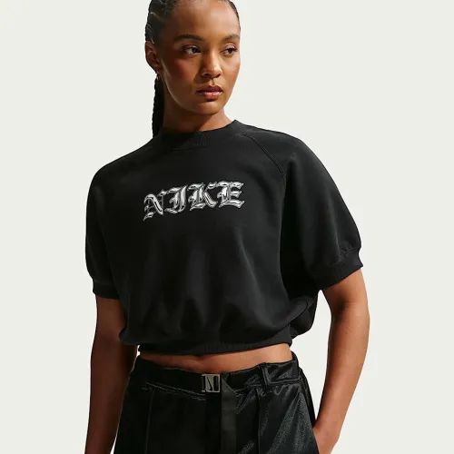 Nike Sportswear жіноча Loose Short-Sleeve French Terry Crew-Neck світшот колір чорний