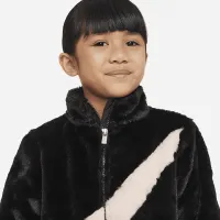Nike Little детские Swoosh Faux Fur Куртка цвет черный