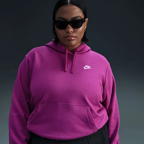 Nike Sportswear Club Fleece женская Pullover Толстовка с капюшоном (большие размеры) цвет фиолетовый