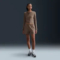 Nike Sportswear Chill Knit жіноча Slim Long-Sleeve Cropped Top колір коричневий