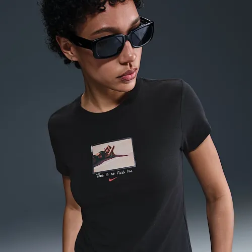 Nike Sportswear Chill Knit женская Slim Cropped футболка цвет черный