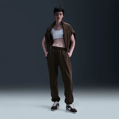 Nike Sportswear Phoenix Fleece женская С высокой Талией оверсайз Sweatpants цвет коричневый