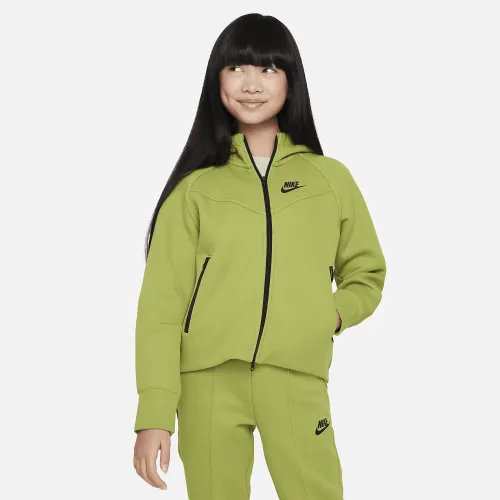 Nike Sportswear Tech Fleece Big детские (Girls') Full-Zip Толстовка с капюшоном цвет зеленый