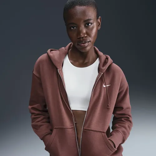Nike Sportswear Phoenix Fleece женская оверсайз Full-Zip Толстовка с капюшоном цвет коричневый
