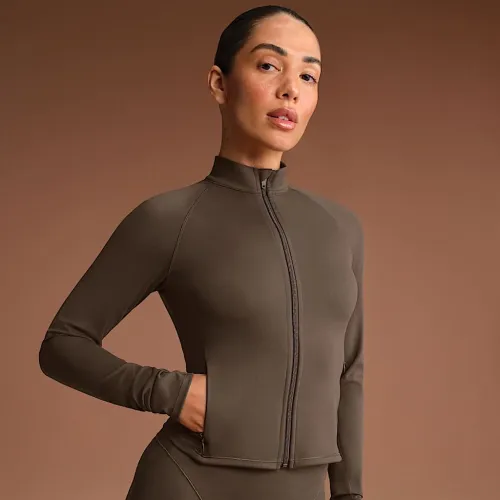 NikeSKIMS Matte женская Mock-Neck Full-Zip Куртка цвет коричневый