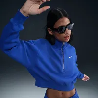 Nike Sportswear Phoenix Fleece женская 1/2-Zip Cropped свитшот синий