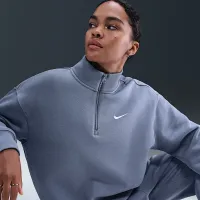 Nike Sportswear Phoenix Fleece женская оверсайз 1/4-Zip Long свитшот синий