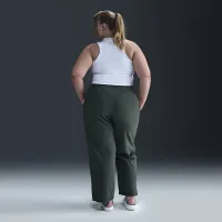 Nike Sportswear Phoenix Plush женская С высокой Талией Wide-Leg Cozy Fleece Pants (большие размеры) цвет зеленый