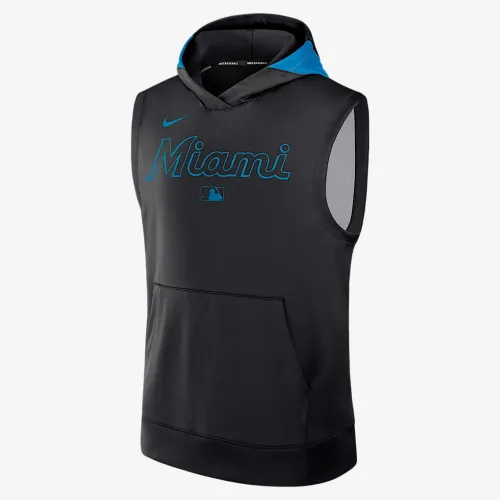 Miami Marlins Authentic Collection Men’s Nike Dri-FIT MLB Sleeveless Pullover Толстовка з капюшоном колір чорний