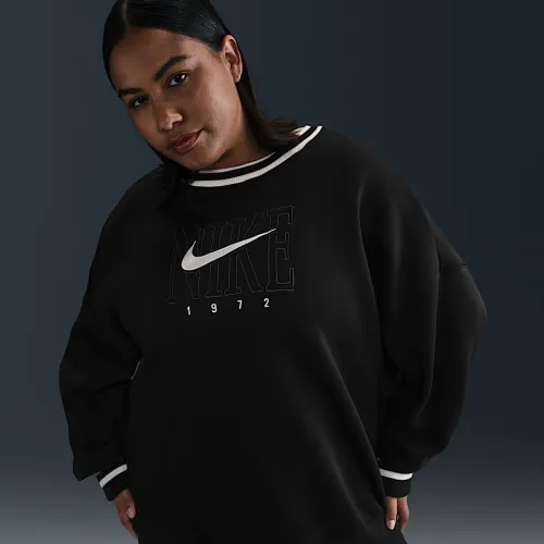 Nike Sportswear Phoenix Fleece женская оверсайз Graphic Crew-Neck свитшот (большие размеры) цвет черный