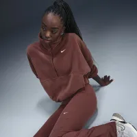 Nike One жіноча Therma-FIT оверсайз 1/2-Zip Fleece Top колір коричневий