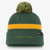 Oakland Athletics Hometown Peak мужские Nike MLB Cuffed Pom Beanie цвет зеленый
