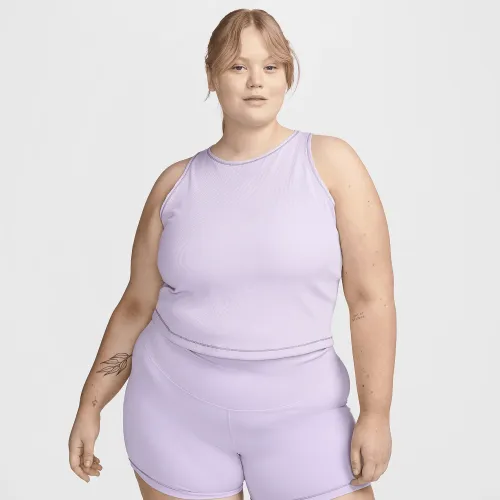Nike One Fitted жіноча Dri-FIT Ribbed Tank Top (великі розміри) колір фіолетовий