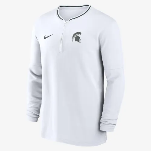Michigan State Spartans Sideline Coach чоловічі Nike Dri-FIT College 1/2-Zip Long-Sleeve Top колір білий