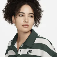 Nike Sportswear Phoenix Fleece женская оверсайз 3/4-Sleeve Striped Crop Polo цвет зеленый