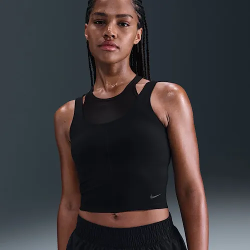 Nike One Fitted жіноча Dri-FIT Cropped Tank Top колір чорний