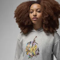 Nike Jordan Brooklyn Fleece женская Graphic Pullover Толстовка с капюшоном цвет серый