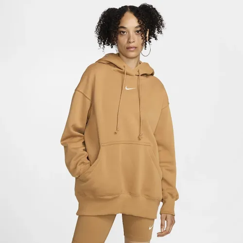 Nike Sportswear Phoenix Fleece женская оверсайз Pullover Толстовка с капюшоном цвет коричневый