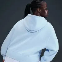 Nike Sportswear Phoenix Fleece женская Loose Cropped Full-Zip Толстовка с капюшоном (большие размеры) синий
